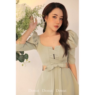 Váy tay bồng khoét eo nơ đan chéo