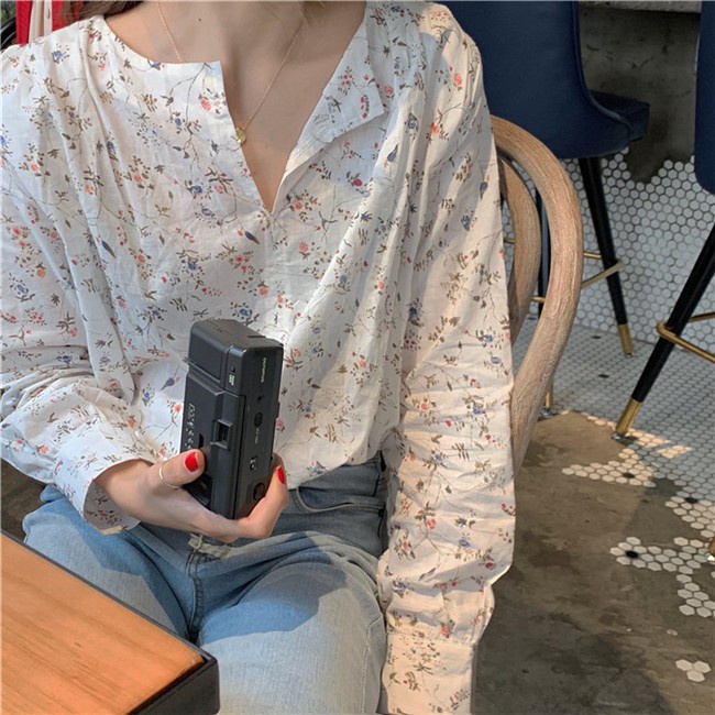 Áo Sơ Mi Voan Hoa Tay Dài Thời Trang Dành Cho Nữ