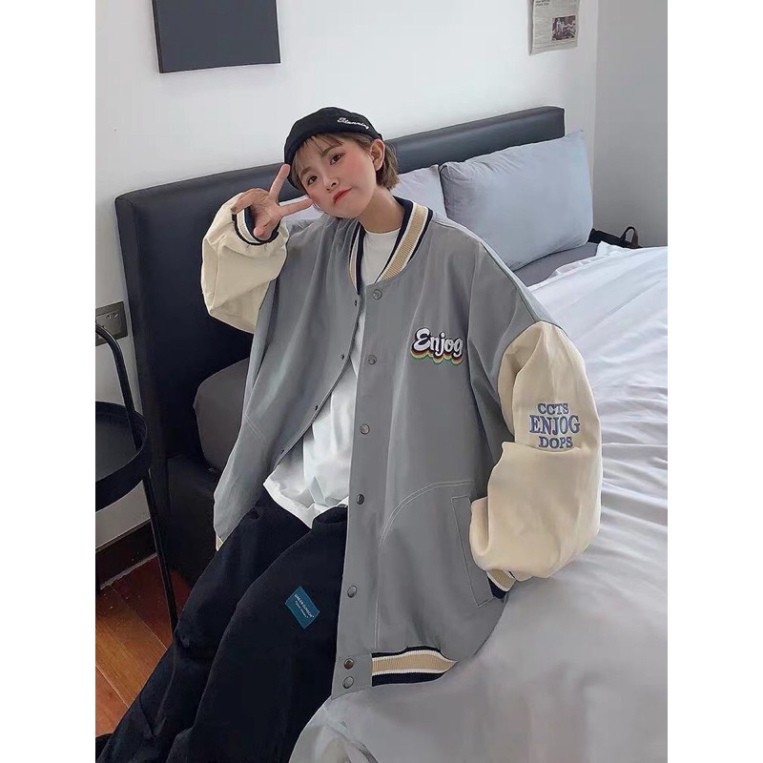Áo khoác dù bomber unisex bóng chày form rộng Enjoy