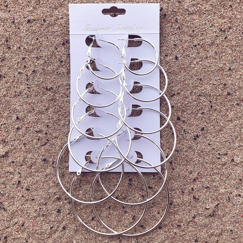 6 cái / bộ Hoa tai tròn hình tròn Hoa tai hình học Quà tặng phụ nữ