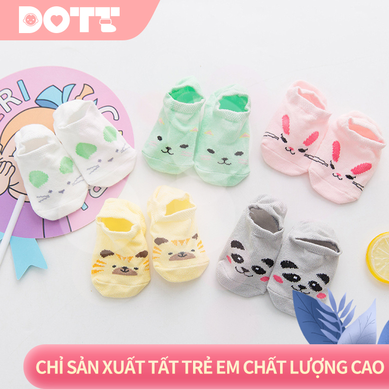 Set 5 Đôi Vớ Cotton Chống Trượt Họa Tiết Hoạt Hình Cho Bé