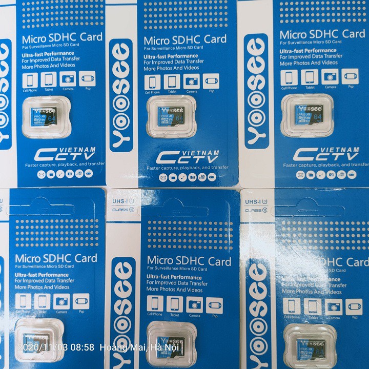 Thẻ nhớ yoosee 64GB Pro A1 Micro SDHC U3 class 10 - Tốc độ cao 100MB/S