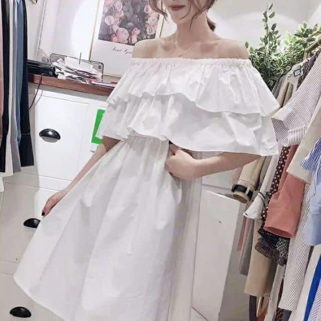 [ SIÊU PHẨM HÈ 2022] ĐẦM BẸT VAI TƠ BO CHUN EO/Nữ tính, quyến rũ với lớp bèo mang lại cho bạn vẻ đẹp