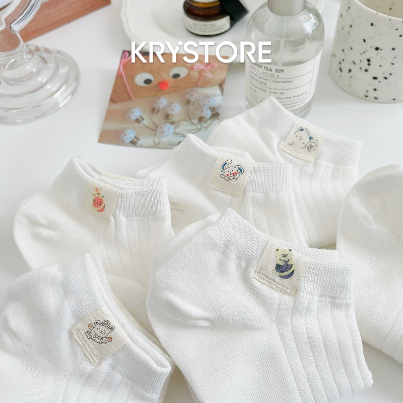Tất trắng ngắn cổ chất đẹp hình các con vật cute dễ thương NC02