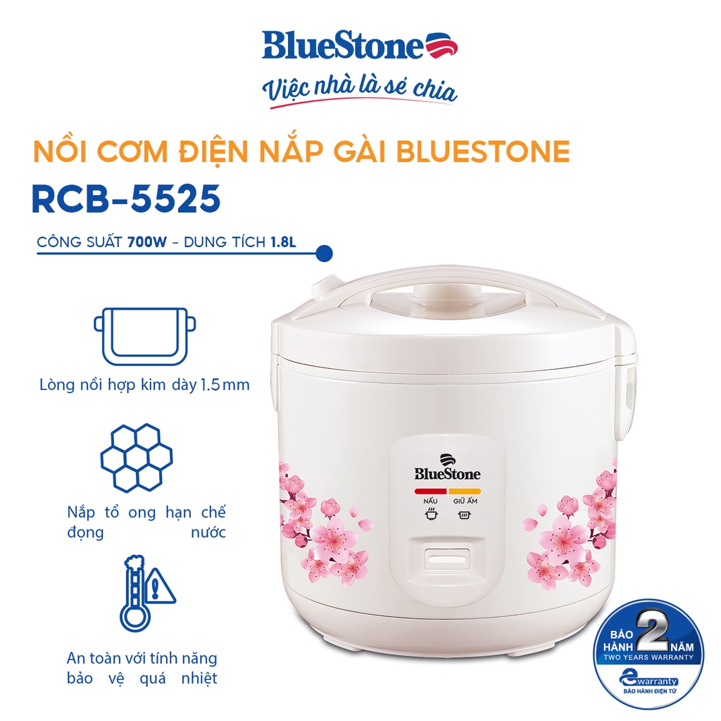 Nồi cơm điện nắp gài BlueStone RCB-5525 1.8L