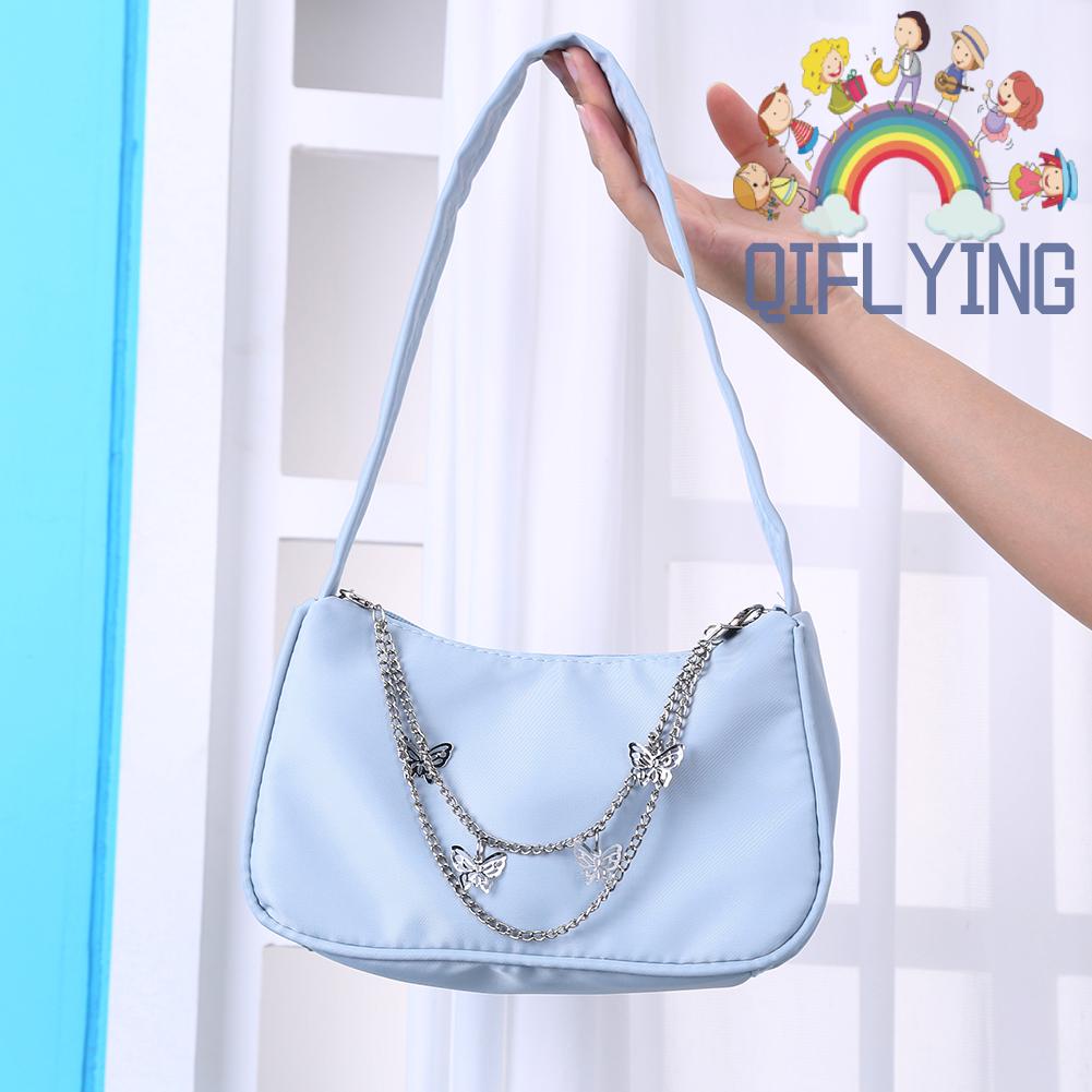 Túi Xách Nhỏ Kẹp Nách Hình Bướm Màu Trơn Thời Trang Cho Nữ