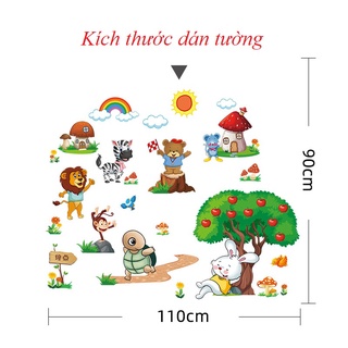 ️🎶️🎶Tranh decal dán tường RÙA VÀ THỎ cho bé - Decal dán tường️🎶️🎶