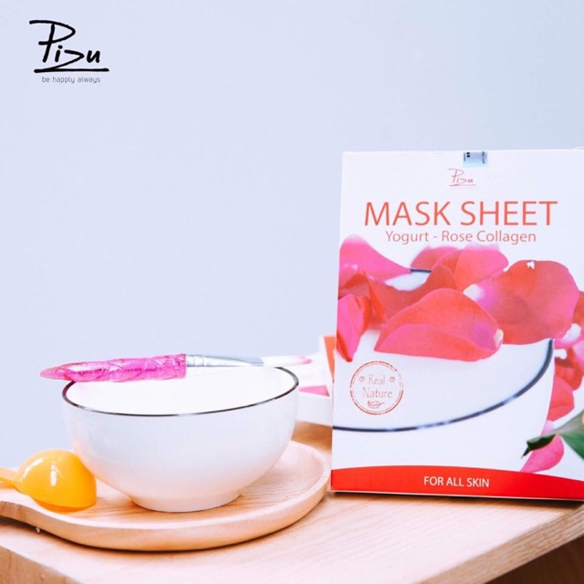 [MASK_SHEET_PIZU_YOGURT_ROSE_COLAGEN] Mặt Nạ Hút Chì Thải Độc PIZU Hàng Cao Cấp Chính Hãng