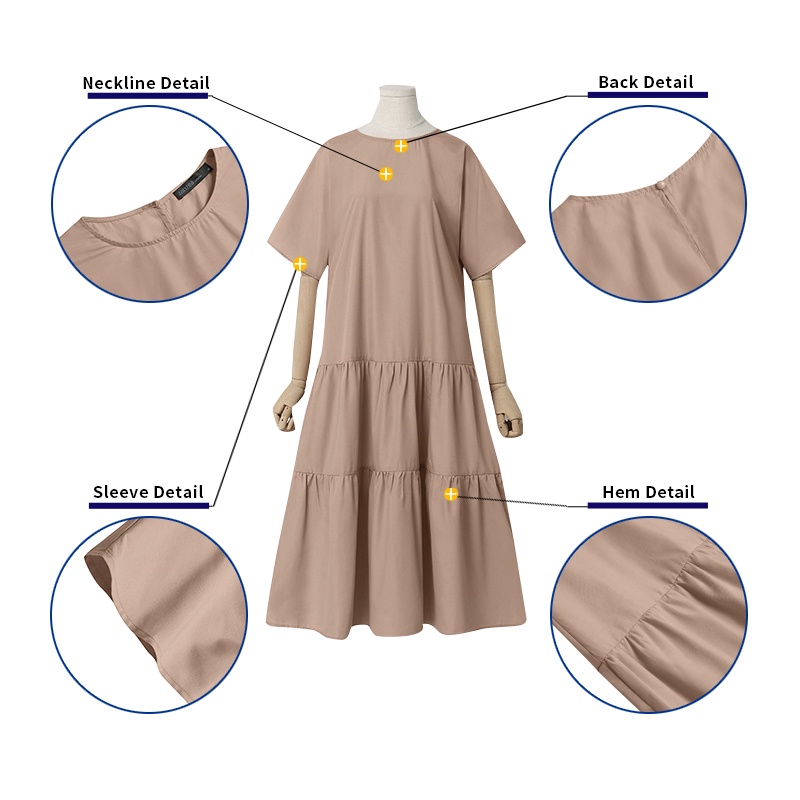 Đầm nữ ZANZEA tay lỡ cổ tròn thanh lịch thời trang