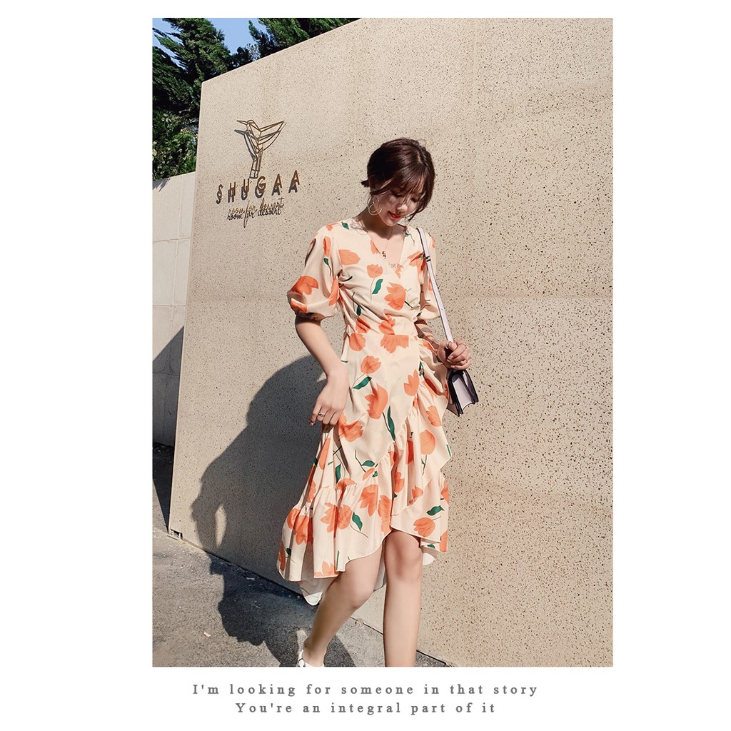 Đầm chiffon đi biển hoạ tiết hoa phong cách Bohomian | BigBuy360 - bigbuy360.vn