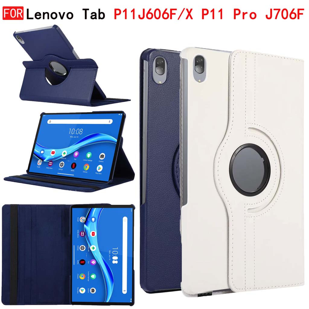 Ốp Máy Tính Bảng PU Có Giá Đỡ Xoay 360 Độ Cho Lenovo Tab P11 TB-J606F / X 11 inch P11 Pro TB-J706F 11,5 inch 2020 Premium