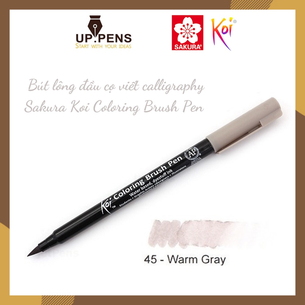 Bút lông đầu cọ viết calligraphy Sakura Koi Coloring Brush Pen – Màu xám (Warm Gray)