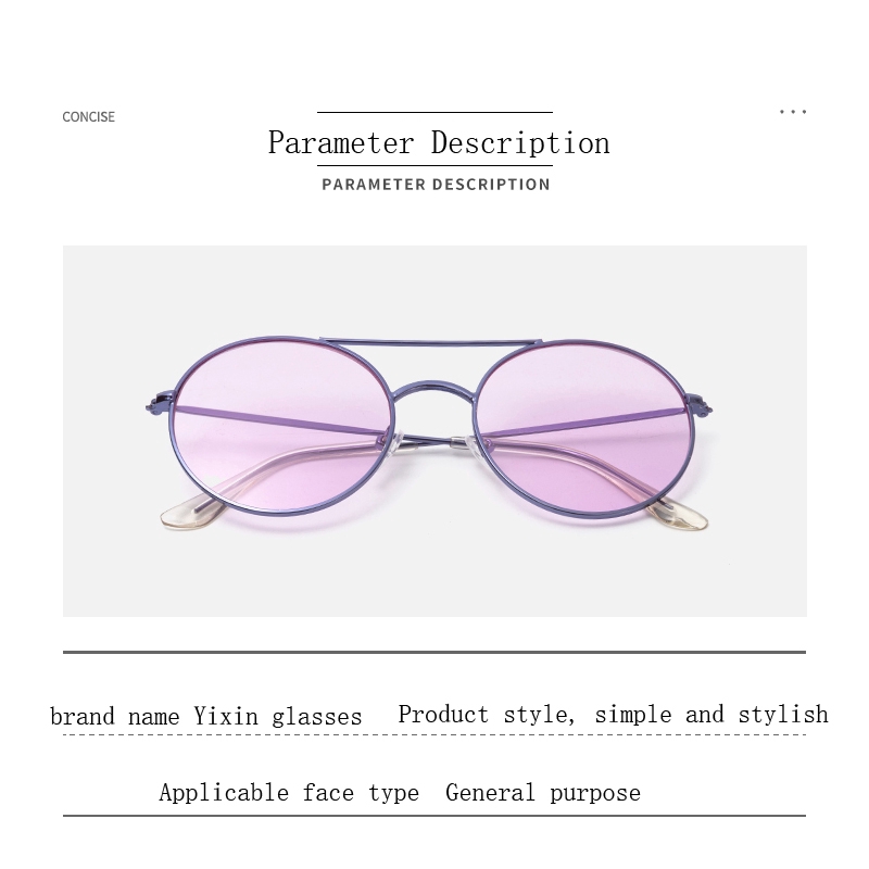Ladies Fashion Round Sunglasses Metal Double Beam Retro Glasses Trend Street Shot Color Women Wild Outdoor Eyewear