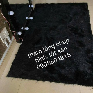 Thảm lông thú màu đen lông dài, thảm lông chụp hình, thảm lông trang trí, thảm lót xe hơi sunyshop