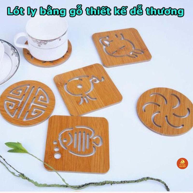 MIẾNG LÓT LY, TÁCH, CỐC -, BẰNG GỖ NHIỀU MẪU ĐẸP [LÓT LY GỖ NHỎ]