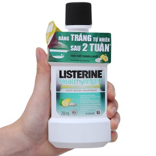 Nước Súc Miệng Làm Trắng Răng Listerine Healthy Bright 250ml Chanh và muối không cay