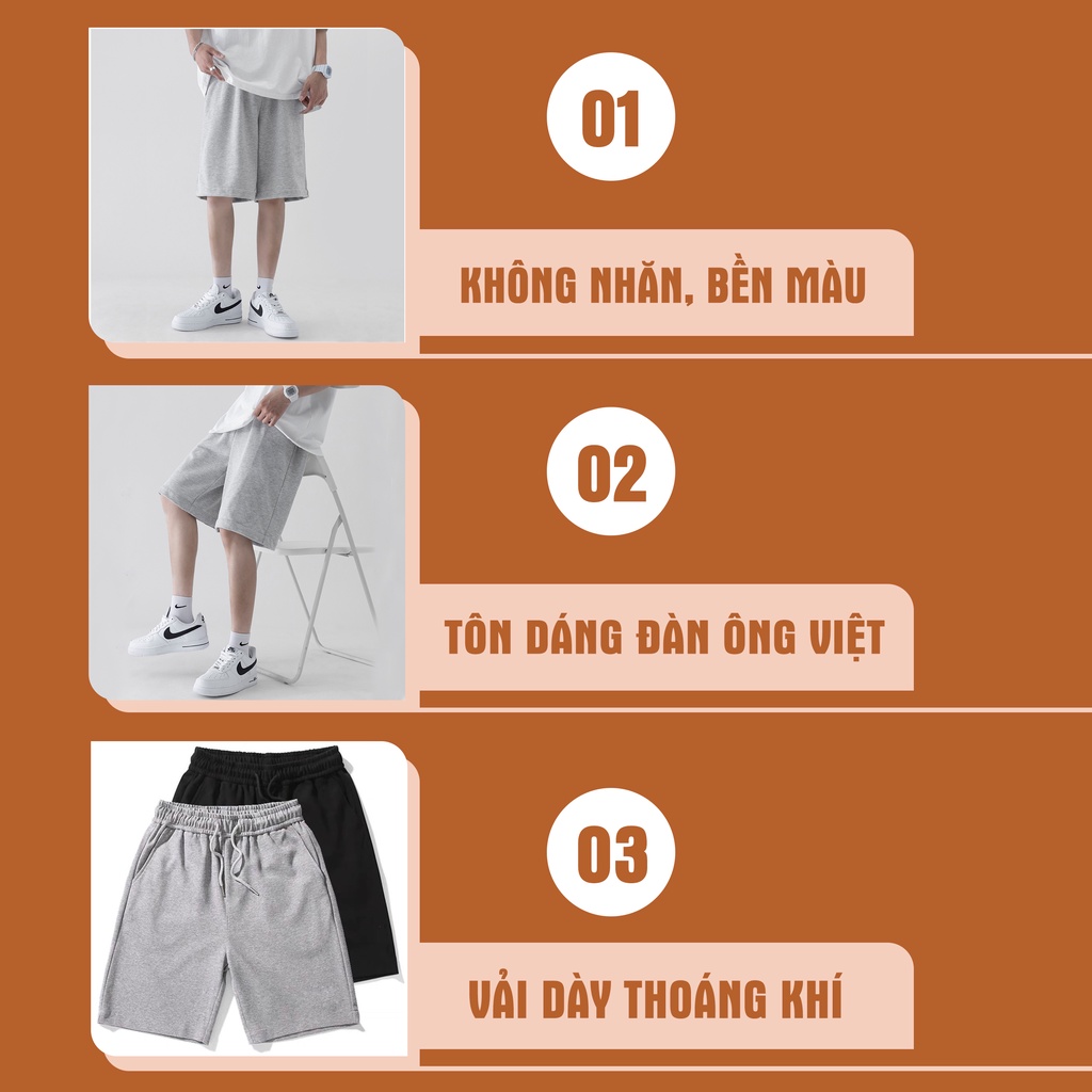 Quần short thun nam quần sooc rộng unnisex chât da cá lưng chun thấm hút mồ hôi AUTOMAN Q07