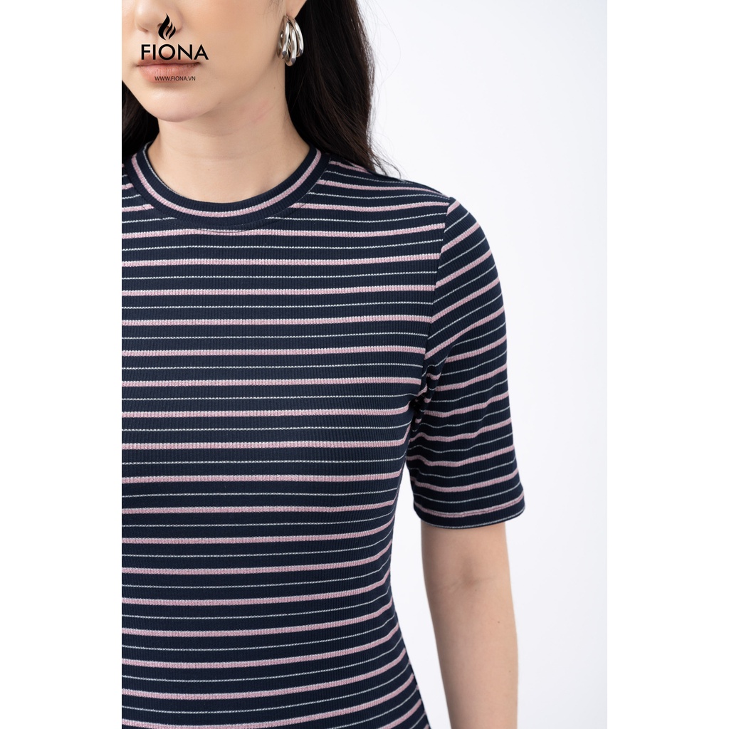 Đầm nữ cotton dáng ôm, dài qua gối cổ tròn, tay ngắn FIONA  F421233