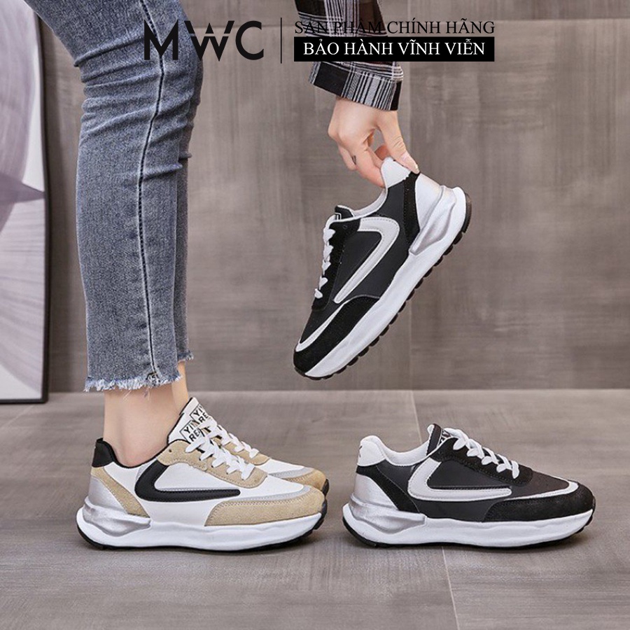 Giày MWC A007 - Giày Thể Thao Nữ, Sneaker Da Đế Cao Phong Cách Năng Động Thời Trang