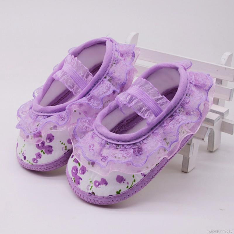 Giày cotton phối ren xinh xắn đáng yêu dành cho bé gái