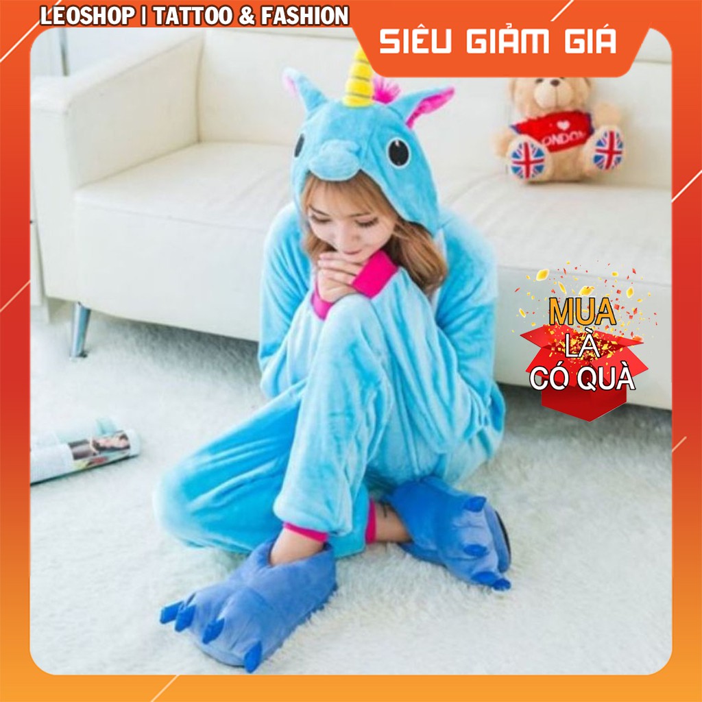 Bộ Đồ Thú Unicorn Xanh - Chất Nhung Mịn Cao Cấp