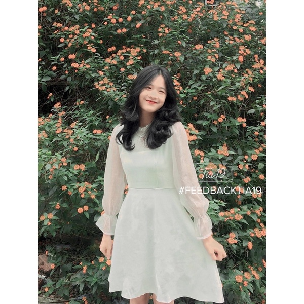 [Mã FAMARAL1 giảm 10K đơn 50K] Váy trắng dài tay pha voan Tia19 . Đầm nữ trắng dáng xoè đẹp ulzzang | BigBuy360 - bigbuy360.vn