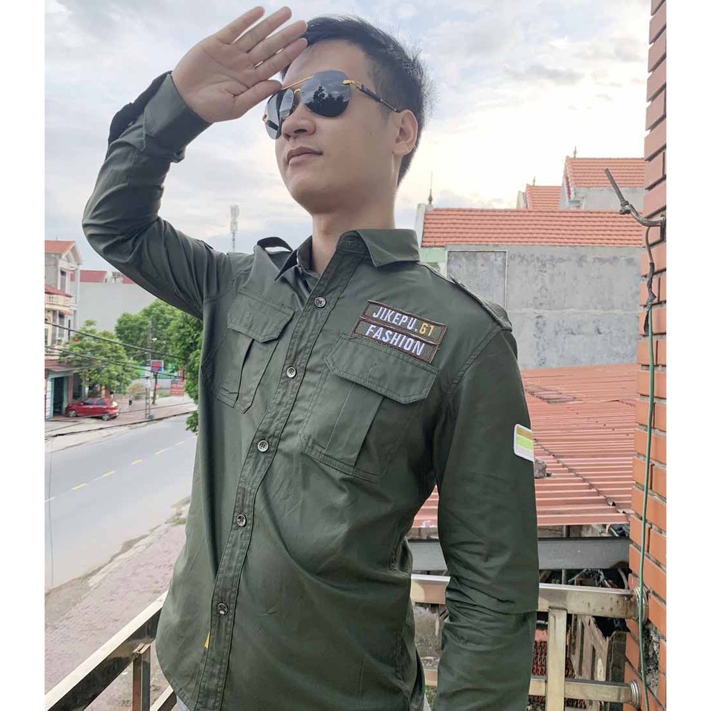 Áo sơ mi lính dài tay- Phong cách lịch lãm hàn quốc- Sơ mi lính hàng loại 1