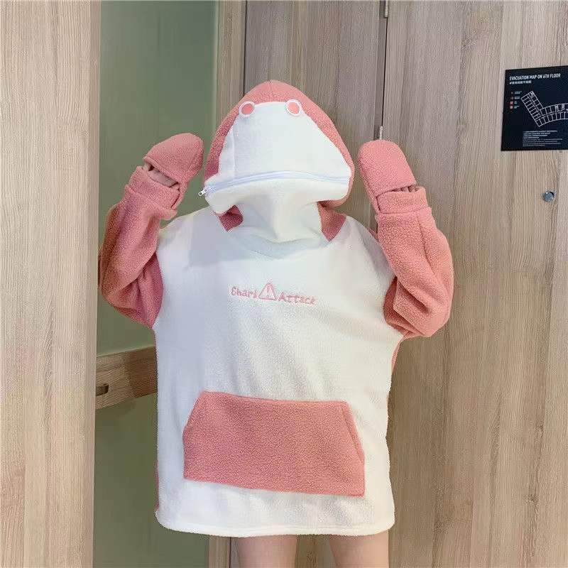 Áo Hoodie Giữ Ấm Phối Nón Cá Mập Phong Cách Hàn Quốc Cho Nam