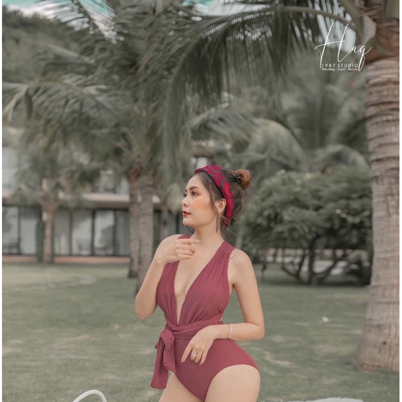 Bikini khoét ngực đan dây lưng tạo đc nhiều kiểu nhiều màu