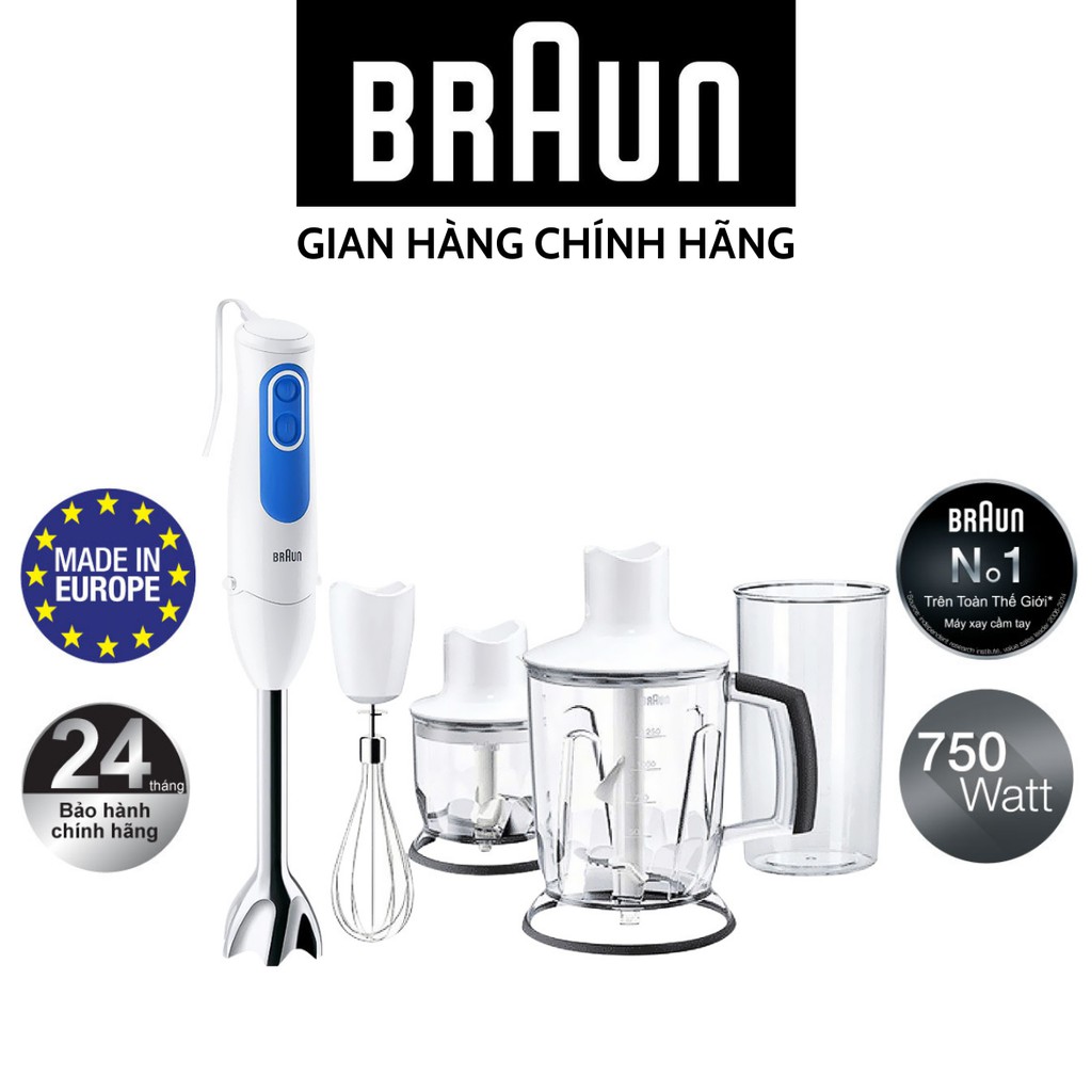 Máy xay cầm tay Braun MQ3045 Công suất 700W - SẢN XUẤT CHÂU ÂU - Hàng chính hãng bảo hành 2 năm (ảnh thật)