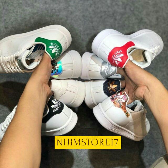 (FULL BOX) Giày Thể Thao STAN SMITH Gót Bạc Silver