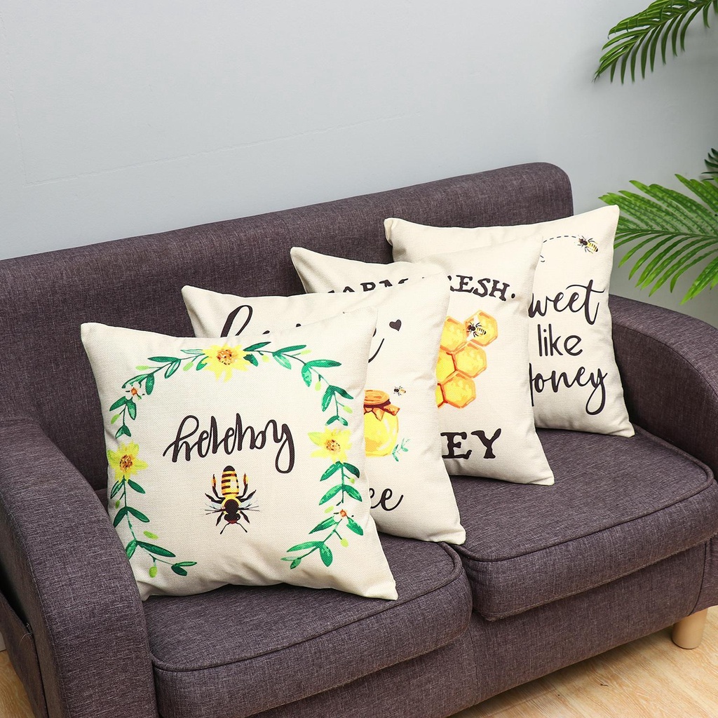 LONTIME Áo Gối Kích Thước 18X18 inch Với Họa Tiết Hình Con Ong Dùng Trang Trí Nông Trại