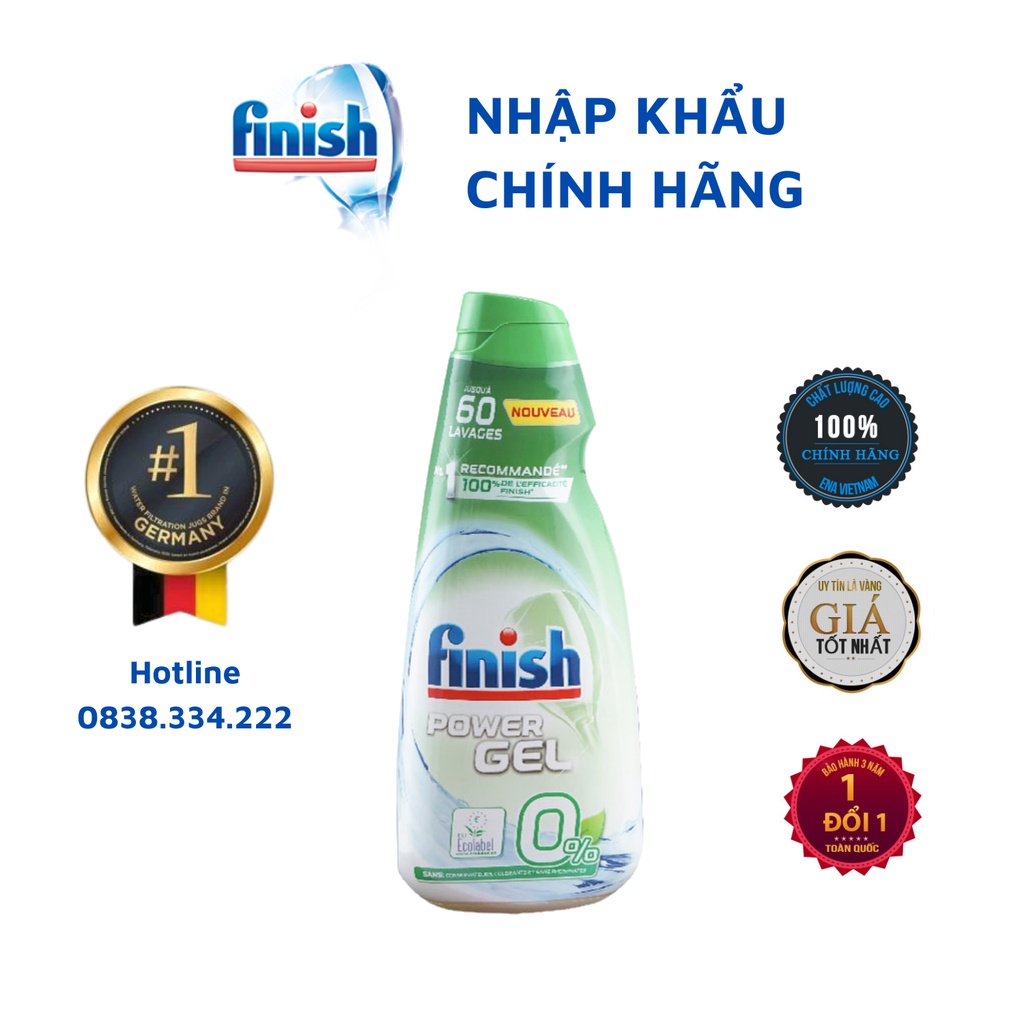 [HCM] Gel rửa chén bát Finish Eco 0% 900ml - Không hoá chất nặng