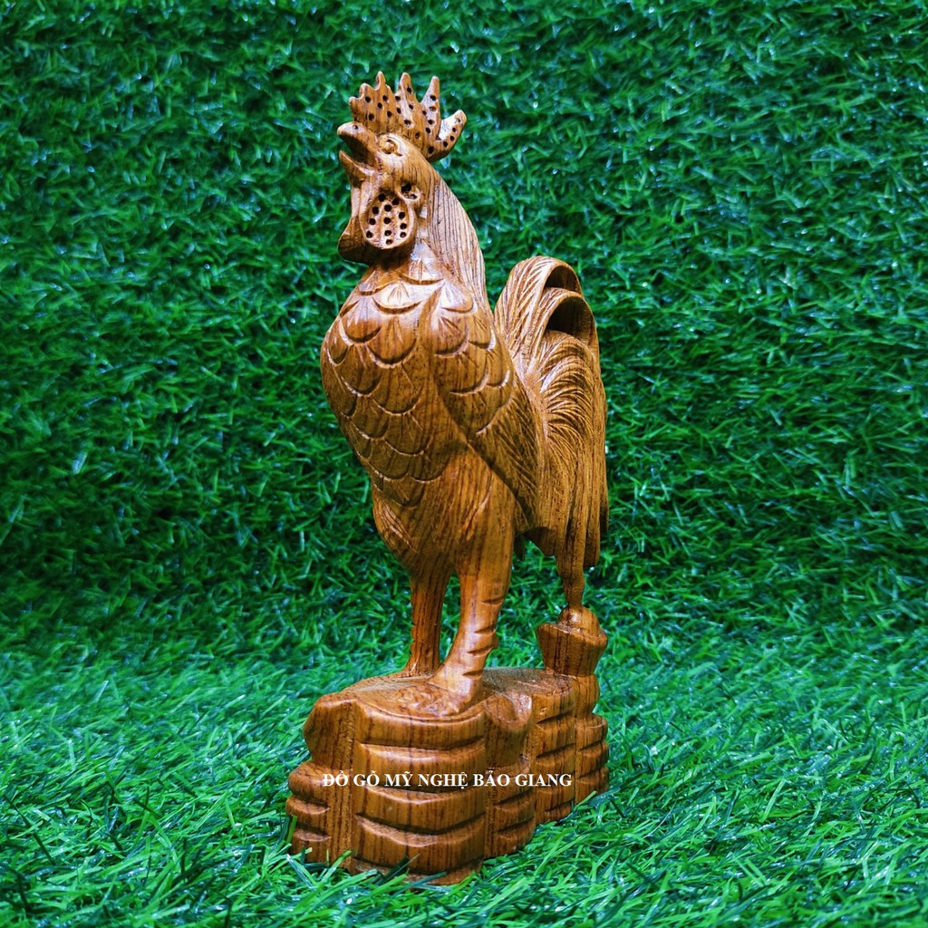 Tượng con gà trống gỗ hương cao 20 cm