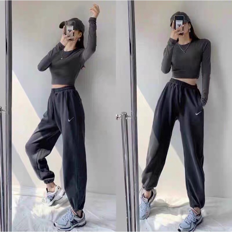 Quần nỉ joker - quần dài form thể thao thêu họa tiết - QO020