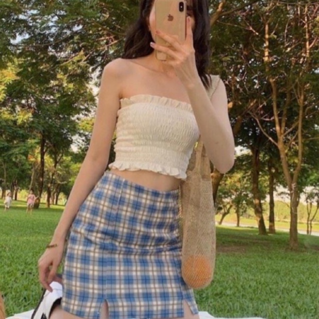 ÁO ỐNG VOAN NHÚNG cực xinh , dễ mix đồ đi chơi