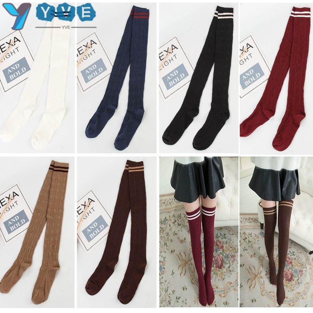 Tất Cotton Dài Qua Gối Kẻ Sọc Nhiều Màu Thời Trang