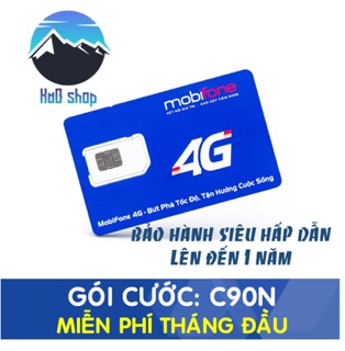 🔥SIM 4G MOBIFONE  gói C90N 💥 MIỄN PHÍ THÁNG ĐẦU ❌