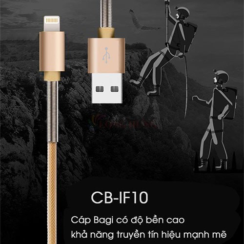 Cáp Lightning Bagi dây lò xo 1m IF100 - Hàng chính hãng - Cổng Lightning tiện dụng Chiều dài 1m Dòng điện ổn định