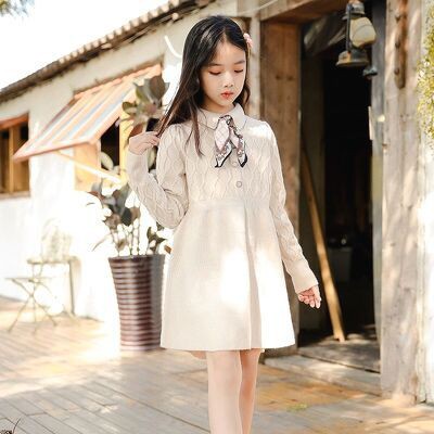 Váy len cho bé gái size đại kèm khăn thời trang trẻ em BEESHOP D21093