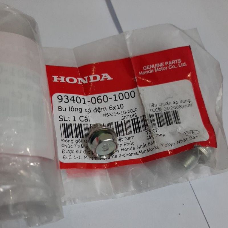 Bù lông có đệm 6x10 , ốc hộp xích xe Dream wave(Mã:93401-060-1000)và nhiều xe khác lắp chung sp này- chính hãng honda