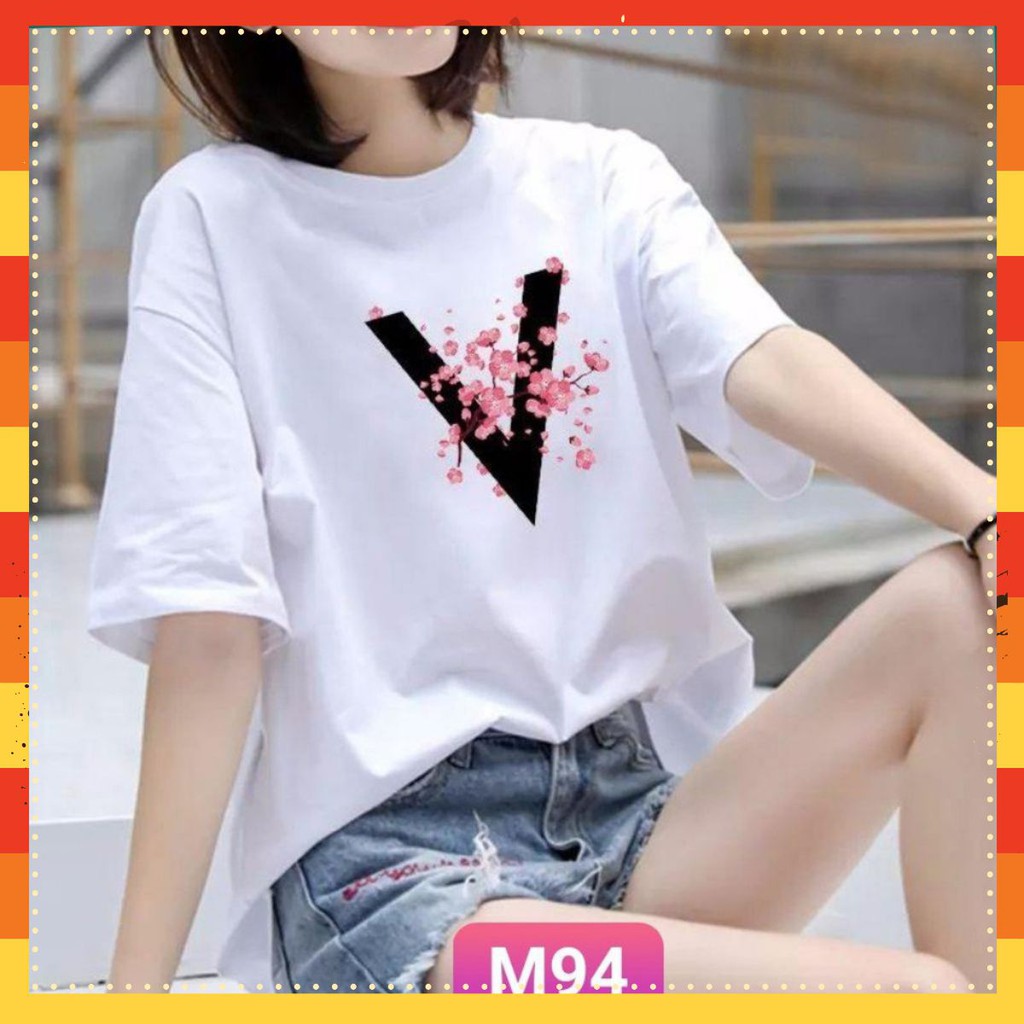 Áo Thun Trắng Nữ 🚀FREESHIP🚀 Áo phông nữ thun cotton, mịn, mát, sành điệu in chữ V . Mã M94 | BigBuy360 - bigbuy360.vn