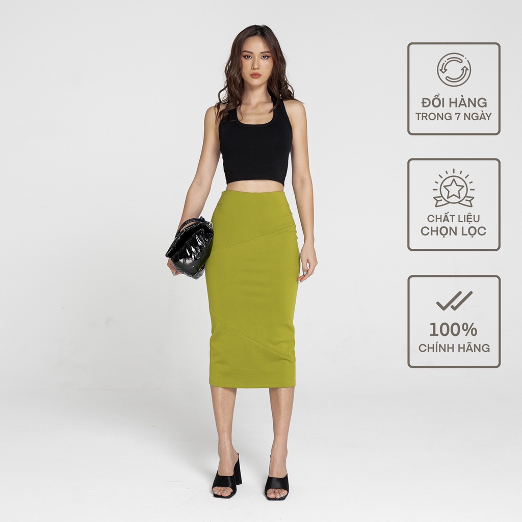 Chân Váy Ghép Mảnh Nữ BUSY Thun X-leo Co Giãn Ôm Sát CVGM