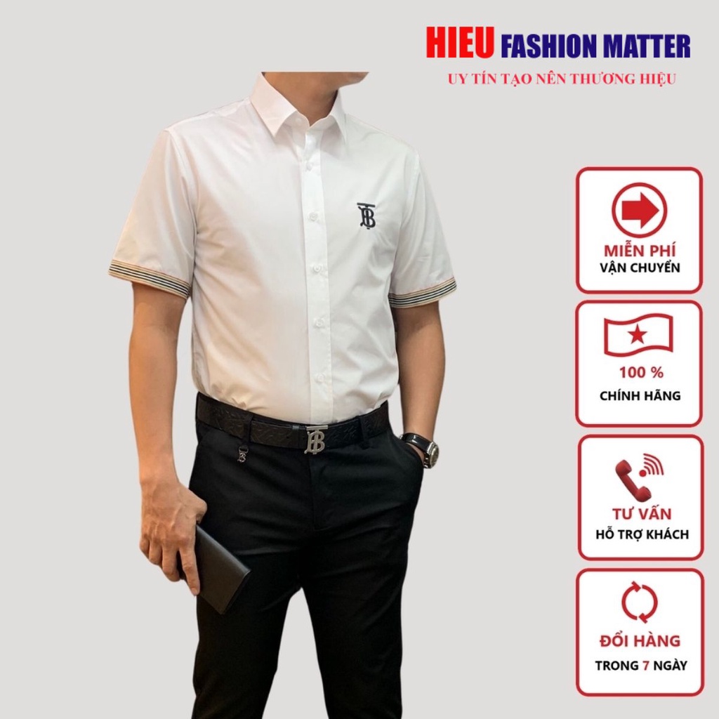 Áo sơ mi Nam Nữ ⚡ L.I.K.E A.U.T.H.E.N.T.I.C ⚡ Áo sơ mi Burberry check tay logo thêu ngực MLN