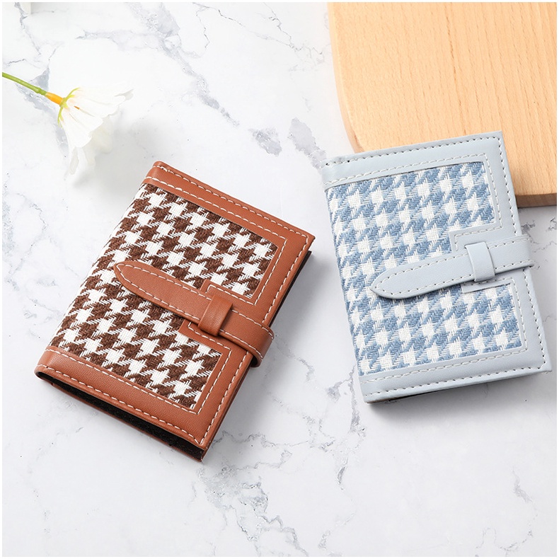 Ví nữ  𝑭𝑹𝑬𝑬𝑺𝑯𝑰𝑷  Ví đựng thẻ Mini thời trang Đẹp Houndstooth Da PU Cao Cấp Siêu HOT V20