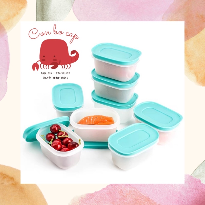 Bộ 8 Hộp Nhựa 170ml Ngăn Đông Dẻo Gen 2 Tupperware - Trữ Thực Phẩm Thịt Cá - Đựng Đồ Ăn Dặm Cho Bé