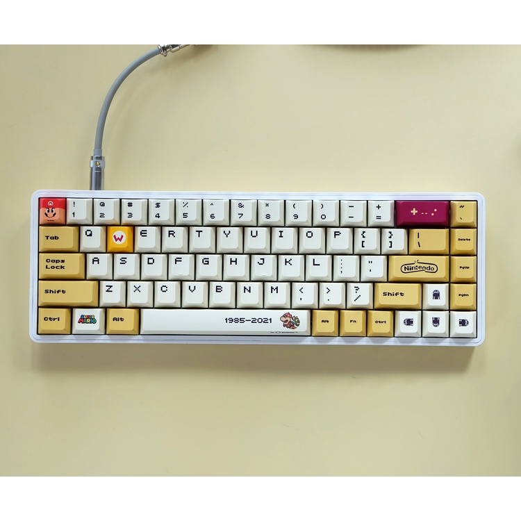 Keycap set PBT Mario Dye-sub nhiều phối màu nút bàn phím cơ phù hợp các layout cơ bản