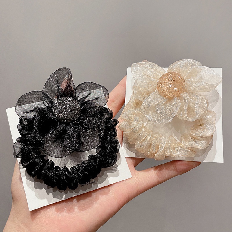 Dây Buộc Tóc Đuôi Ngựa Họa Tiết Hoa Đính Đá Dễ Thương Cho Nữ