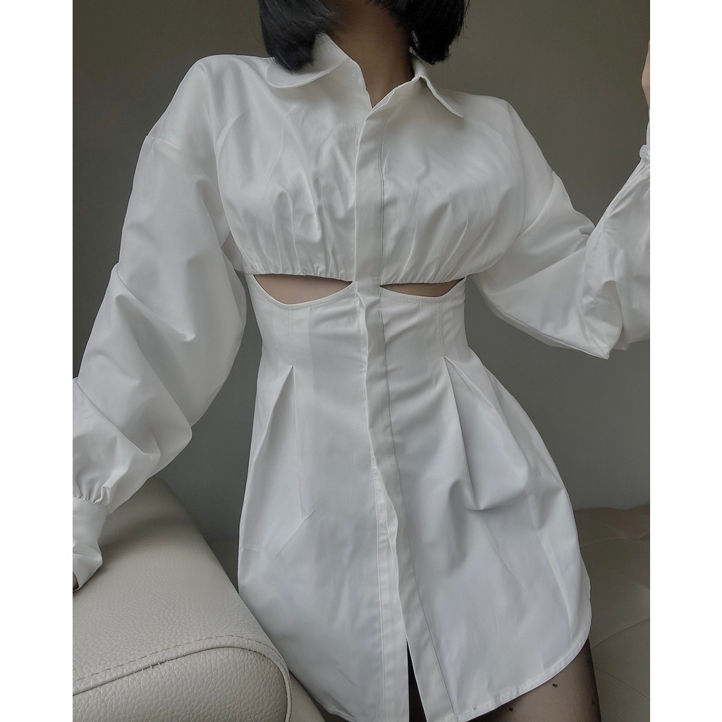[Mã LT50 giảm 50K đơn 150K] Áo sơ mi nữ thiết kế Bunny Shirt SMI009 Cut-out cá tính - Uni By Heart