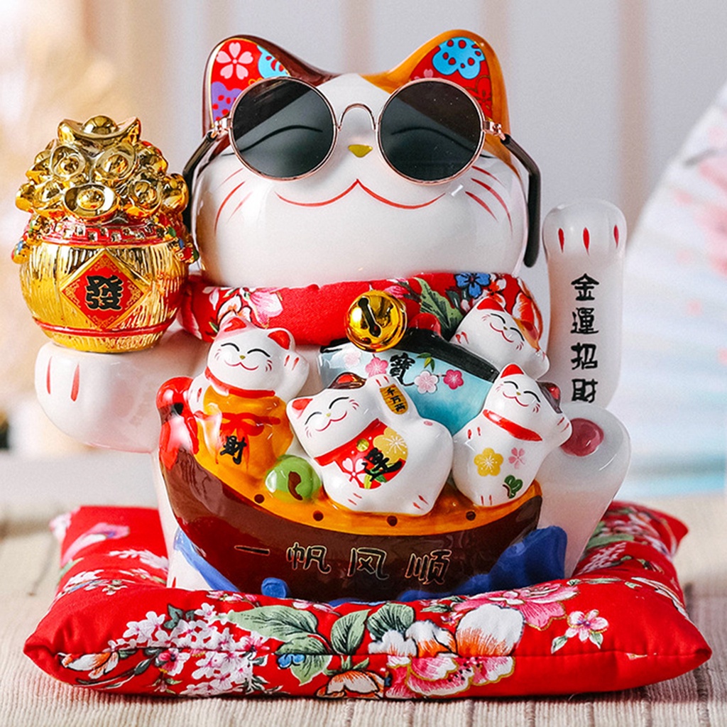 [COD] 2022 Con mèo may mắn Trang trí Con heo đất Món quà con mèo may mắn Năm mới Chúc may mắn Trang trí nội thất Món quà thủ công